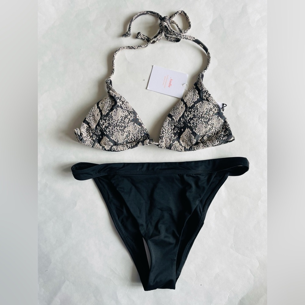 Andie String Bikini Top in Snake Print NWT